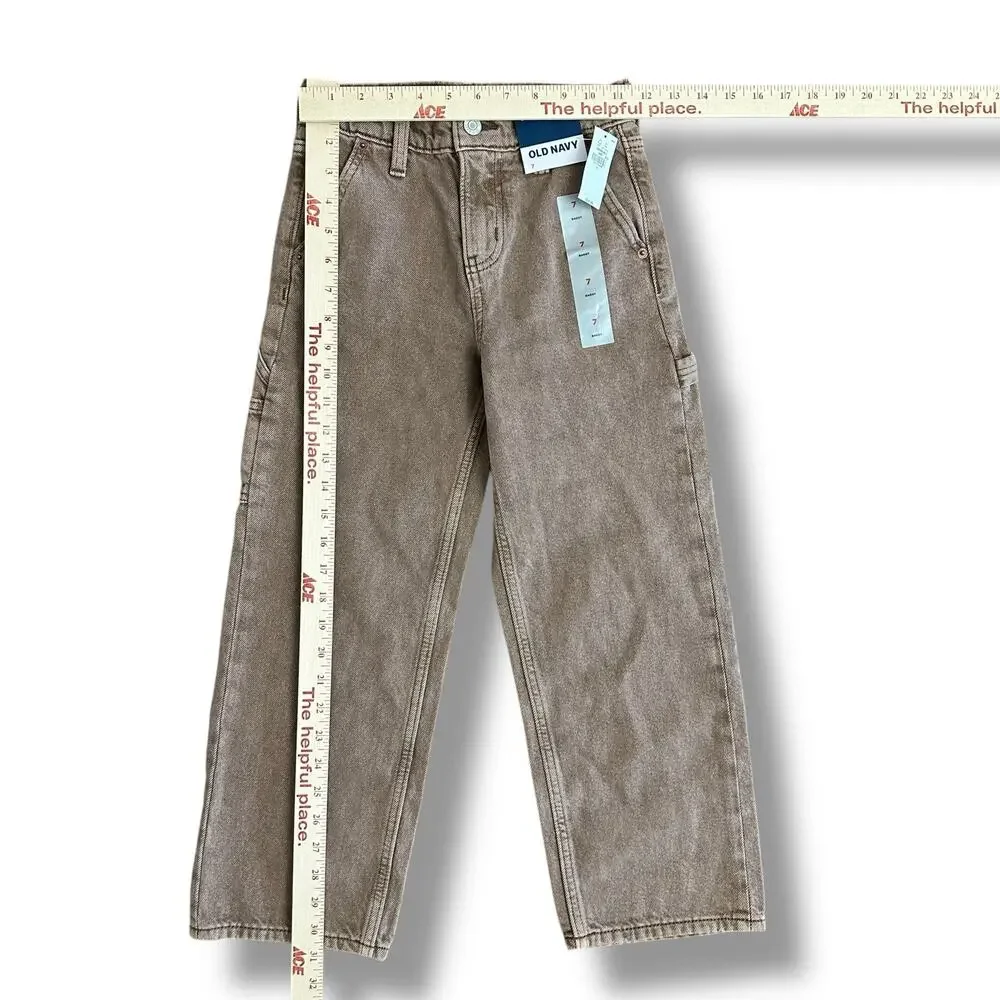Old Navy‎ Baggy Carpenter Jeans Kids’ Size 7, Light Brown Wash, 100% Cotton, NWT